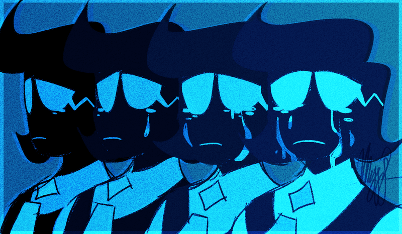 Four busts of Aidan in a gradual sequence of her head turning