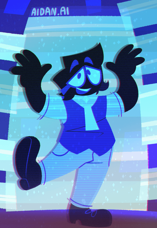 Fullbody of Aidan standing in front of many open windows